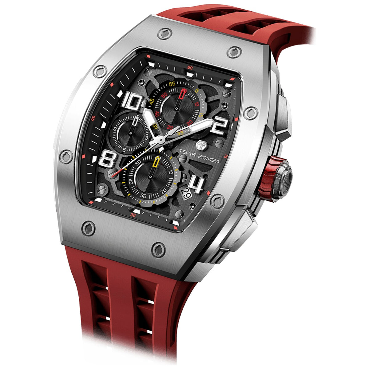 Мъжки часовник TSAR BOMBA T-Elemental Silver Red TB8224Q-03 - 1