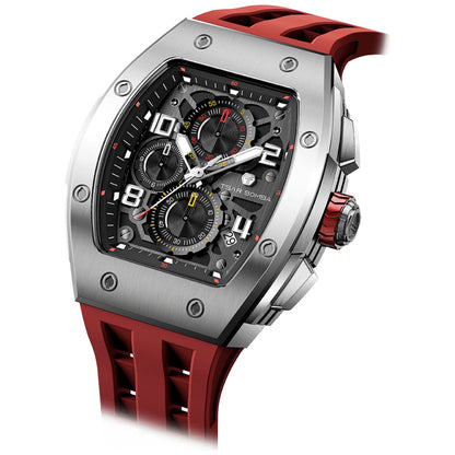 Мъжки часовник TSAR BOMBA T-Elemental Silver Red TB8224Q-03 - 1