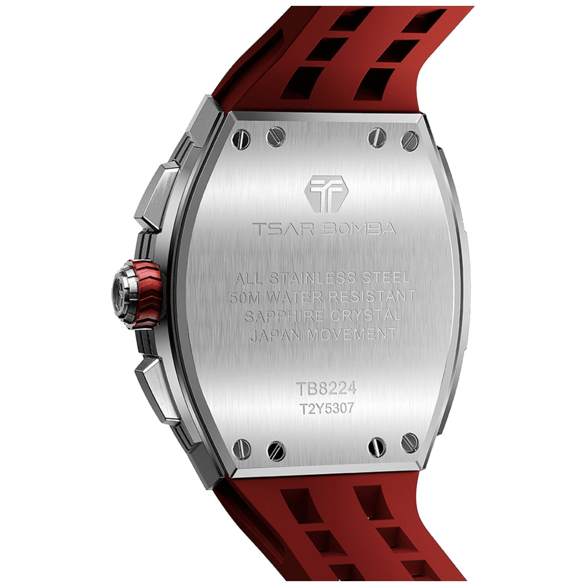 Мъжки часовник TSAR BOMBA T-Elemental Silver Red TB8224Q-03 - 2