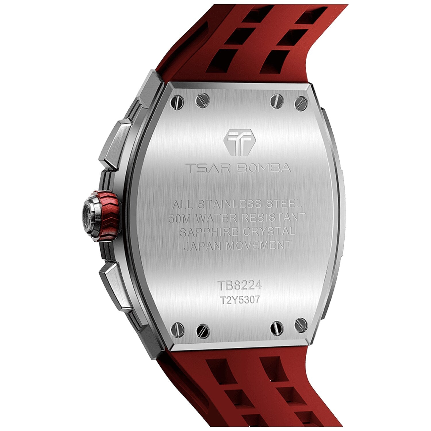 Мъжки часовник TSAR BOMBA T-Elemental Silver Red TB8224Q-03 - 2