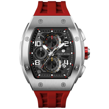 Мъжки часовник TSAR BOMBA T-Elemental Silver Red TB8224Q-03 - 3
