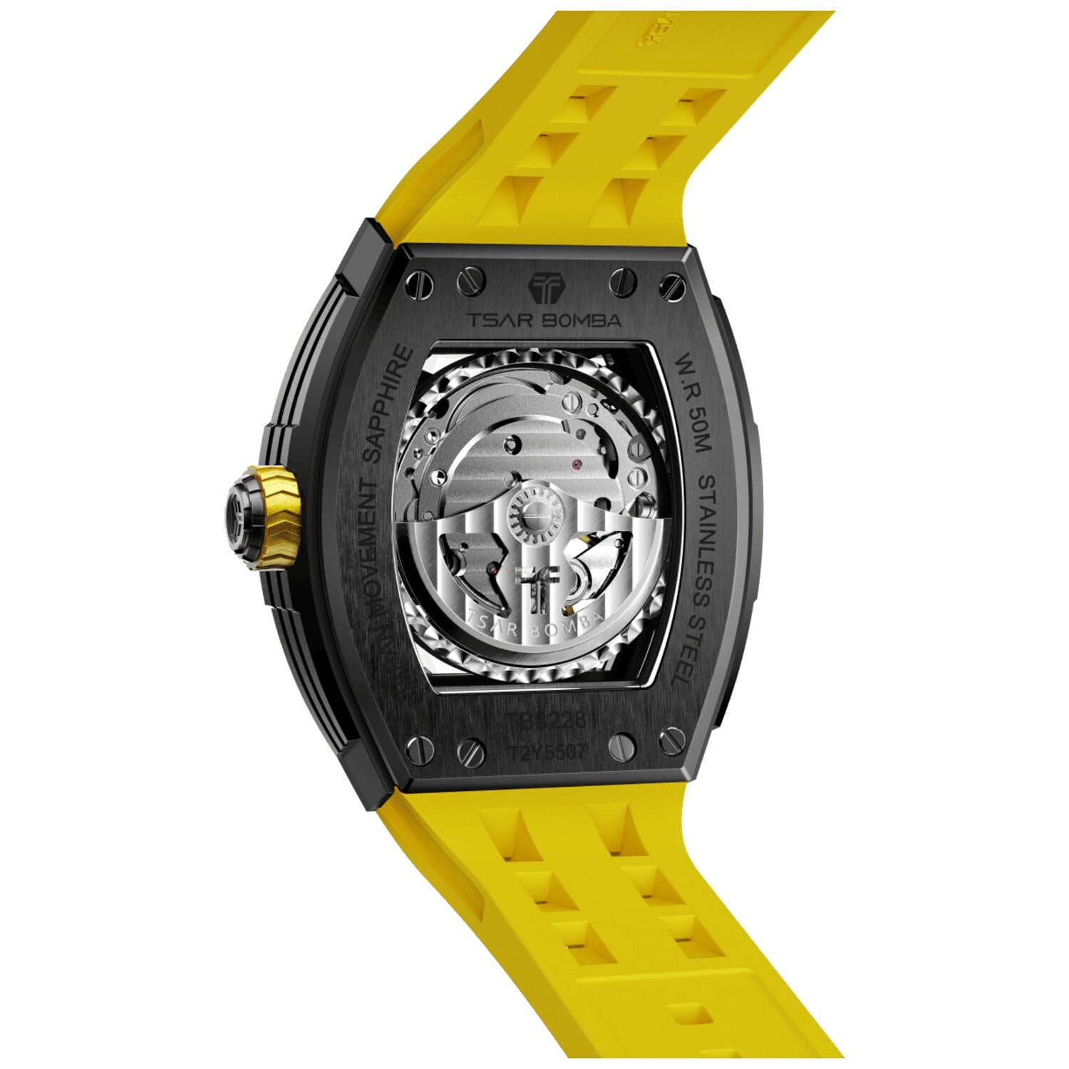 Мъжки часовник TSAR BOMBA T-Elemental Automatic Black Yellow TB8228A-05 - 2