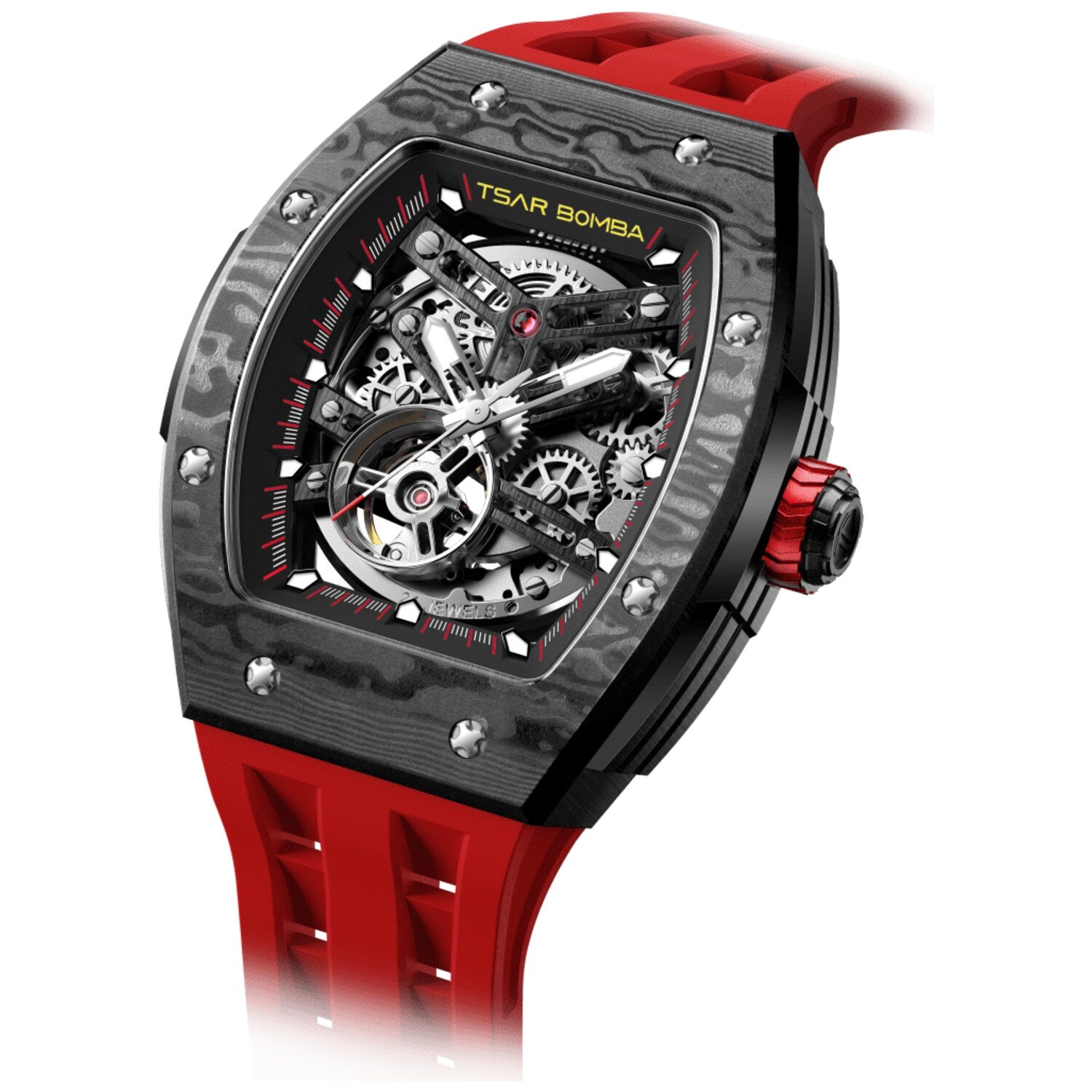 Мъжки часовник TSAR BOMBA T-Elemental Carbon Fiber Passion Red TB8228CF-02