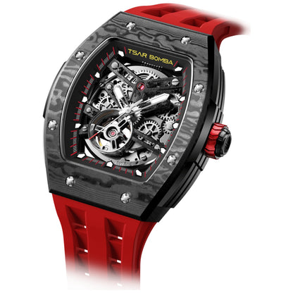 Мъжки часовник TSAR BOMBA T-Elemental Carbon Fiber Passion Red TB8228CF-02