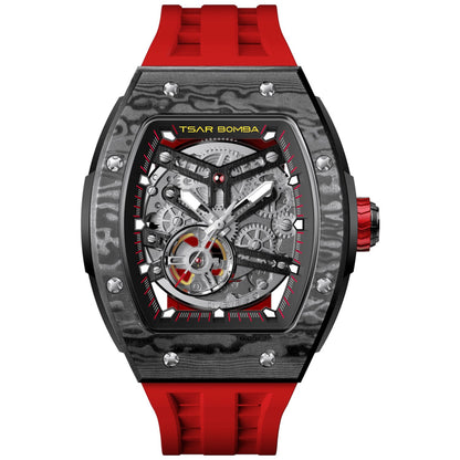 Мъжки часовник TSAR BOMBA T-Elemental Carbon Fiber Passion Red TB8228CF-02 3