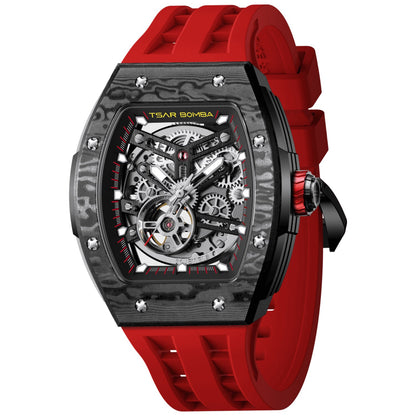 Мъжки часовник TSAR BOMBA T-Elemental Carbon Fiber Passion Red TB8228CF-02 4