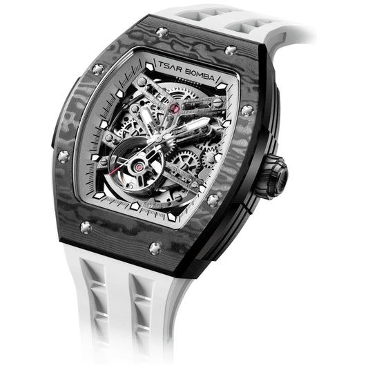 Мъжки часовник TSAR BOMBA T-Elemental Carbon Fiber Elite White TB8228CF-03