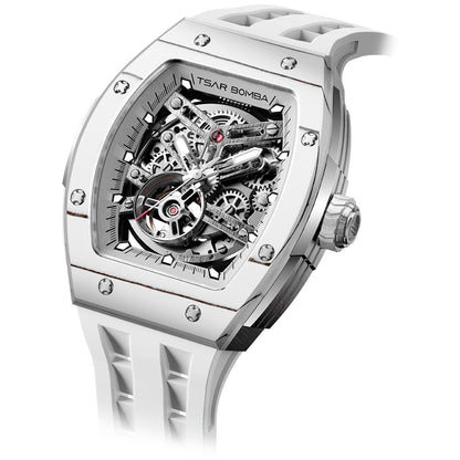 Мъжки часовник TSAR BOMBA T-Elemental Carbon Fiber Elegant White TB8228CF-04