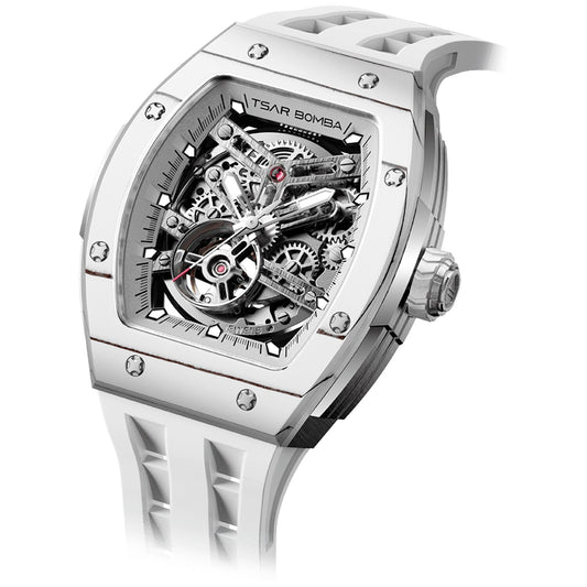 Мъжки часовник TSAR BOMBA T-Elemental Carbon Fiber Elegant White TB8228CF-04