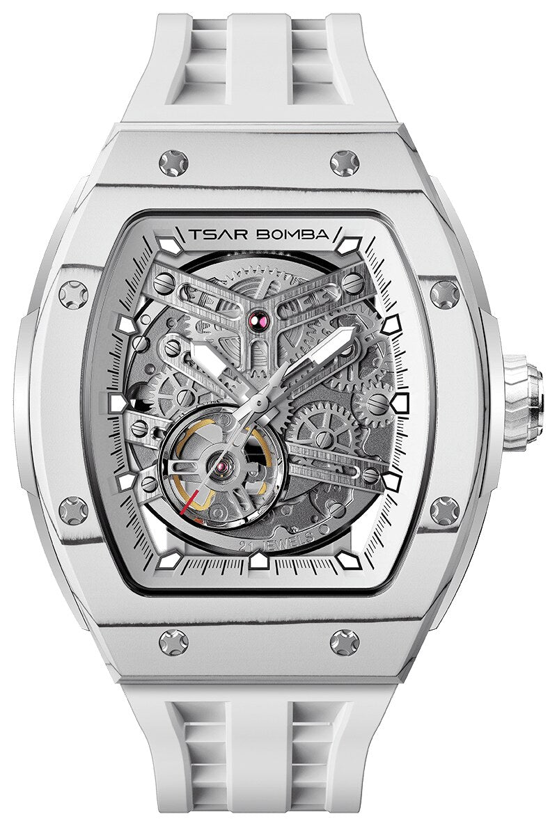 Мъжки часовник TSAR BOMBA T-Elemental Carbon Fiber Elegant White TB8228CF-04 3