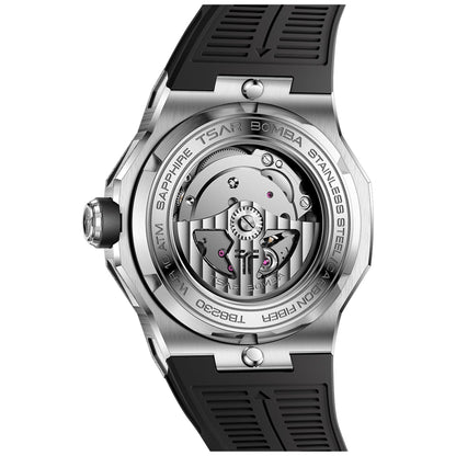Мъжки часовник TSAR BOMBA Electron-Carbon-X II Carbon Fiber Automatic Silver Black TB8230-01 - 2