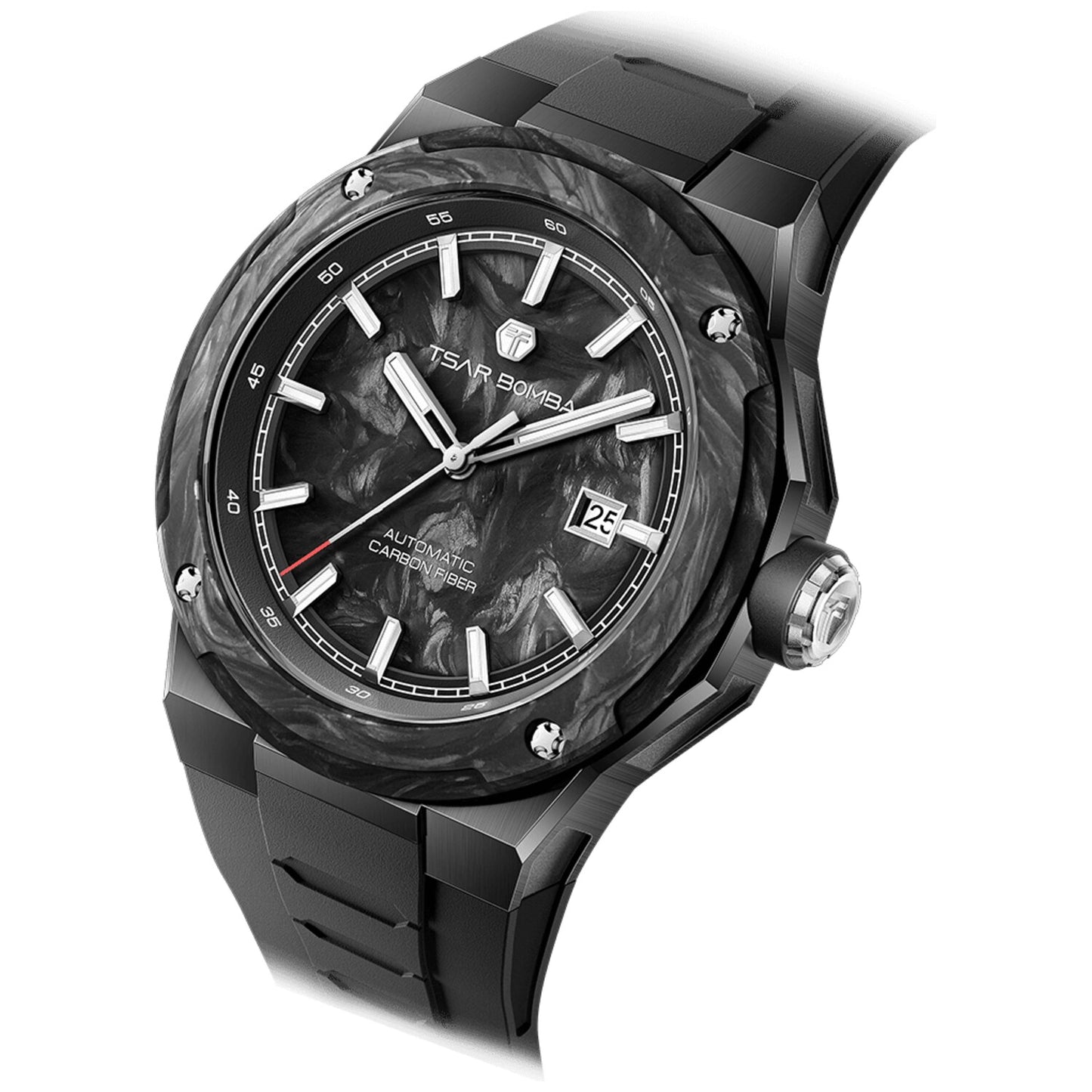 Мъжки часовник TSAR BOMBA Electron-Carbon-X II Carbon Fiber Automatic Black TB8230-02 - 1