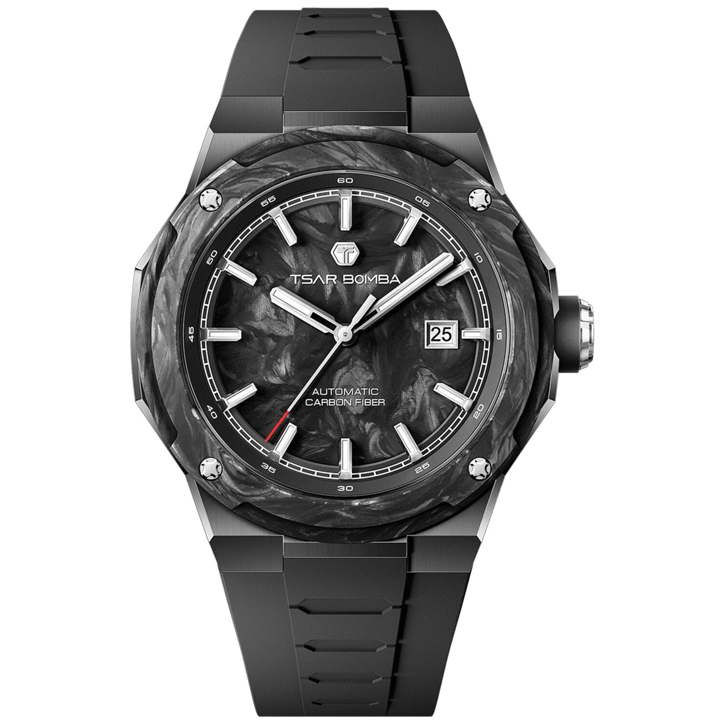 Мъжки часовник TSAR BOMBA Electron-Carbon-X II Carbon Fiber Automatic Black TB8230-02 - 3