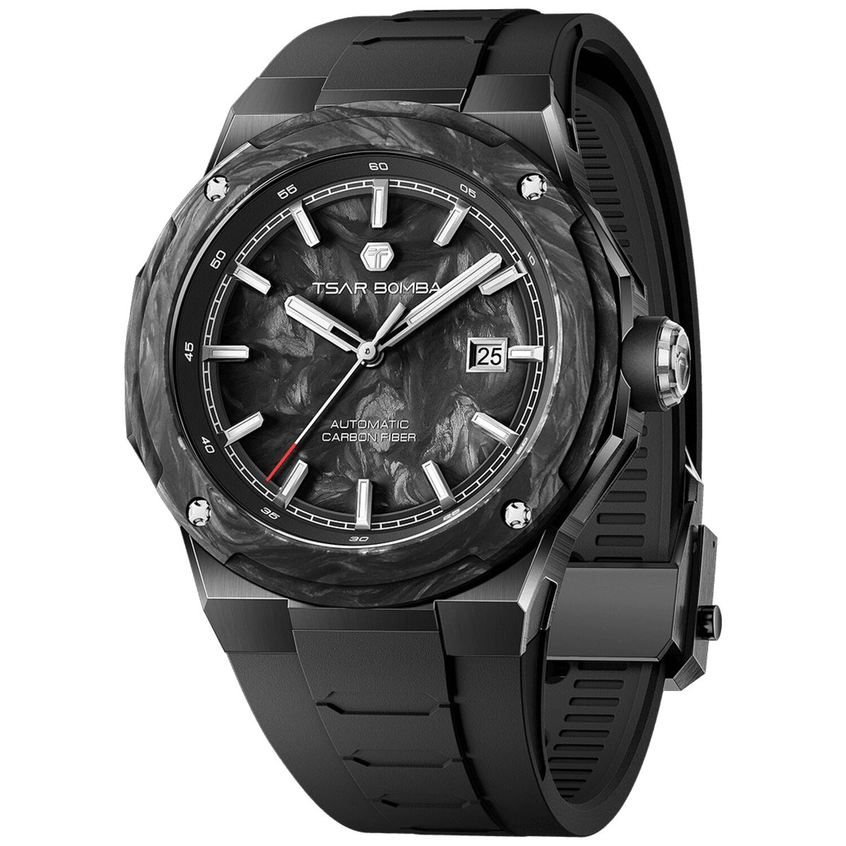 Мъжки часовник TSAR BOMBA Electron-Carbon-X II Carbon Fiber Automatic Black TB8230-02 - 4