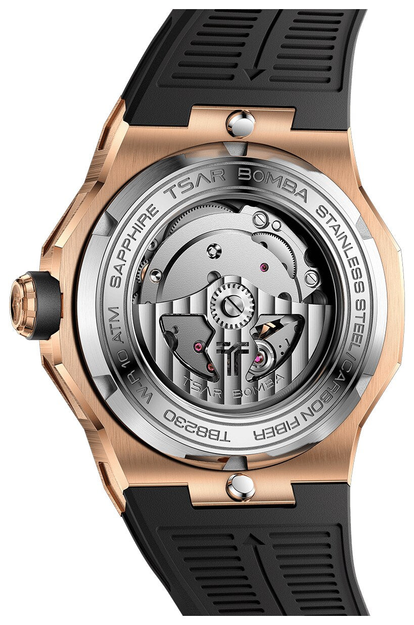 Мъжки часовник TSAR BOMBA Electron-Carbon-X II Carbon Fiber Rose Gold Black TB8230-03 2