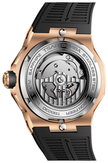 Мъжки часовник TSAR BOMBA Electron-Carbon-X II Carbon Fiber Rose Gold Black TB8230-03 2