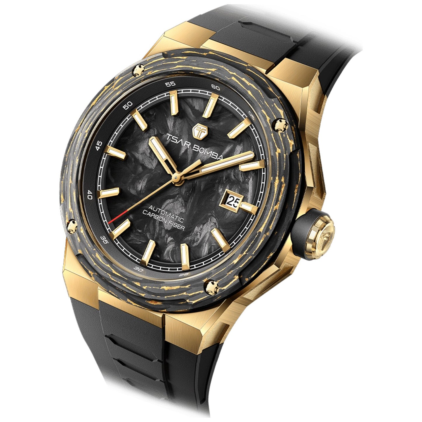 Мъжки часовник TSAR BOMBA Electron-Carbon-X II Carbon Fiber Gold Black TB8230-04
