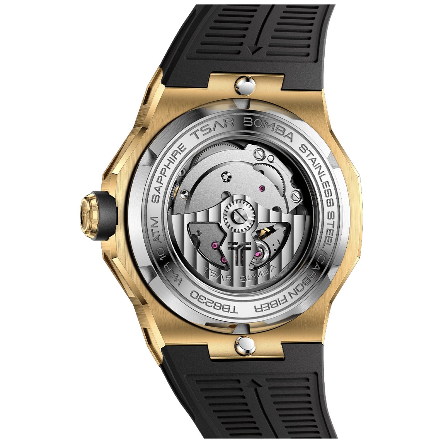 Мъжки часовник TSAR BOMBA Electron-Carbon-X II Carbon Fiber Gold Black TB8230-04 2
