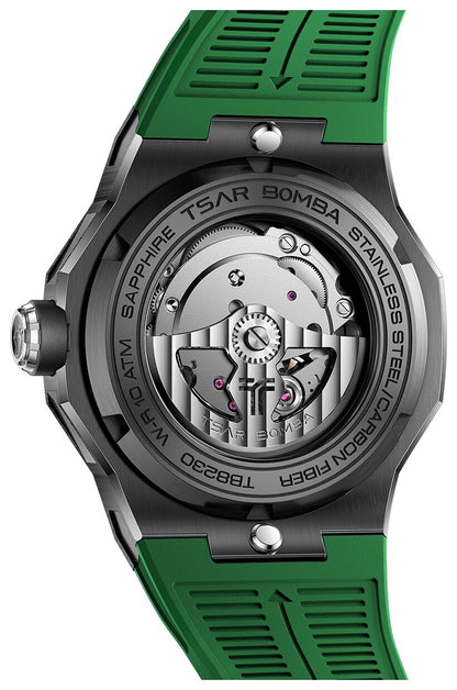 Мъжки часовник TSAR BOMBA Electron-Carbon-X II Carbon Fiber Green TB8230-05 2