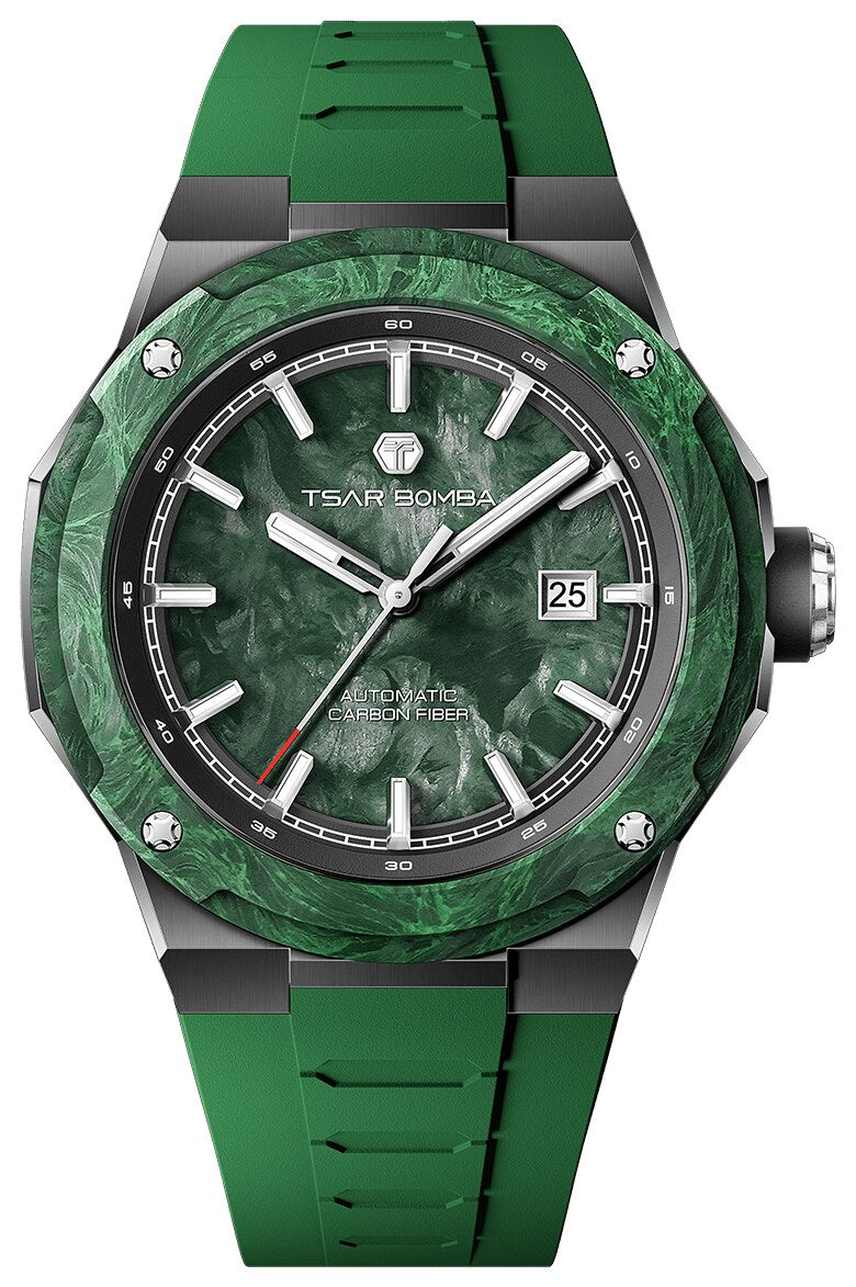 Мъжки часовник TSAR BOMBA Electron-Carbon-X II Carbon Fiber Green TB8230-05 3