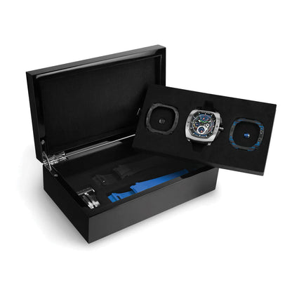 Мъжки часовник TSAR BOMBA Dark Matter 2 Carbon Fiber Blue Set TB8602-01 3