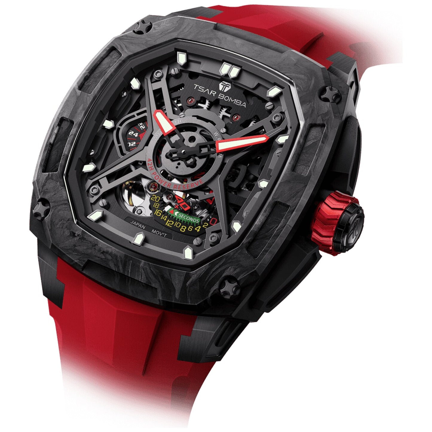 Мъжки часовник TSAR BOMBA Dark Matter 5 Automatic Red TB8605-01
