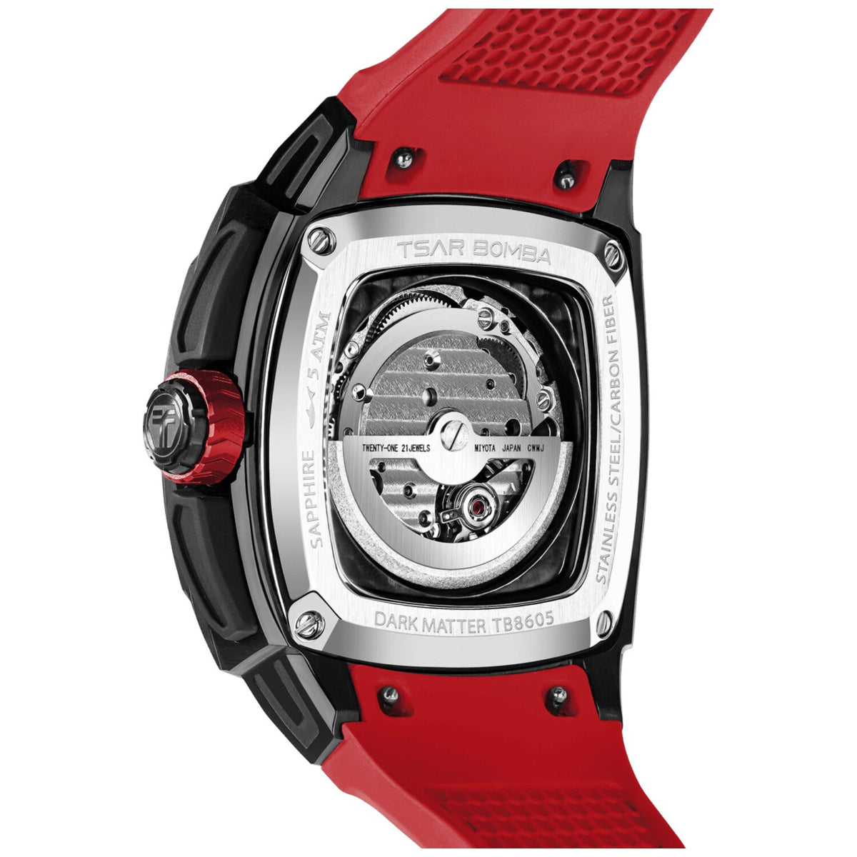 Мъжки часовник TSAR BOMBA Dark Matter 5 Automatic Red TB8605-01 2
