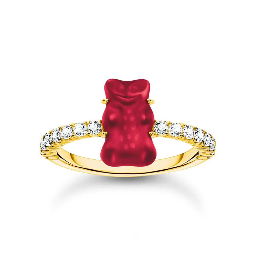 Пръстен Thomas Sabo x HARIBO Mini Red Goldbear Zirconia 18k златно покритие EU54
