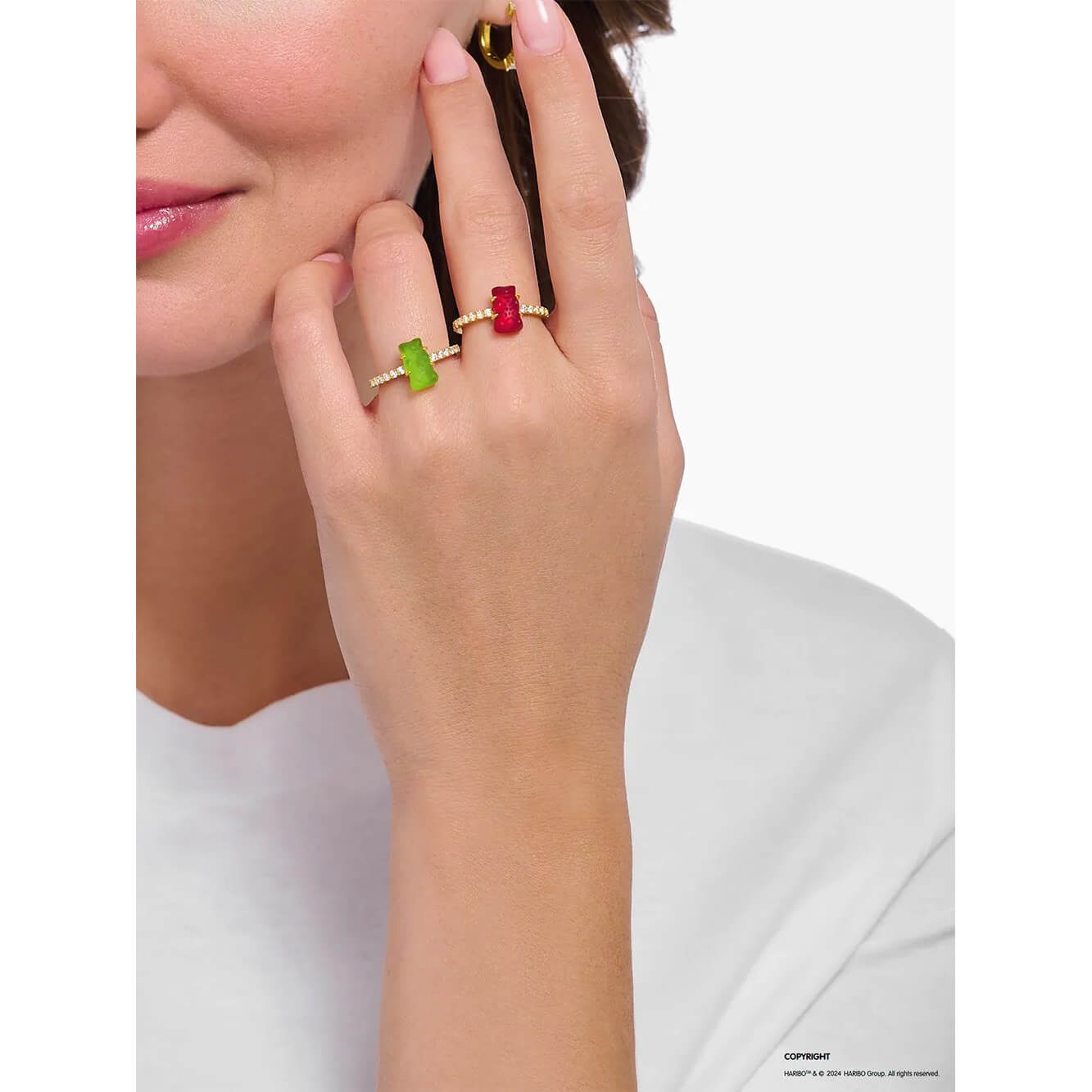 Пръстен Thomas Sabo x HARIBO Mini Red Goldbear Zirconia 18k златно покритие EU54