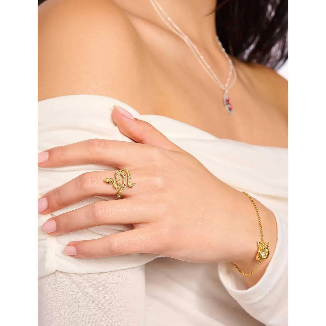 Пръстен Thomas Sabo Snake Tempting Romance 18k златно покритие EU54