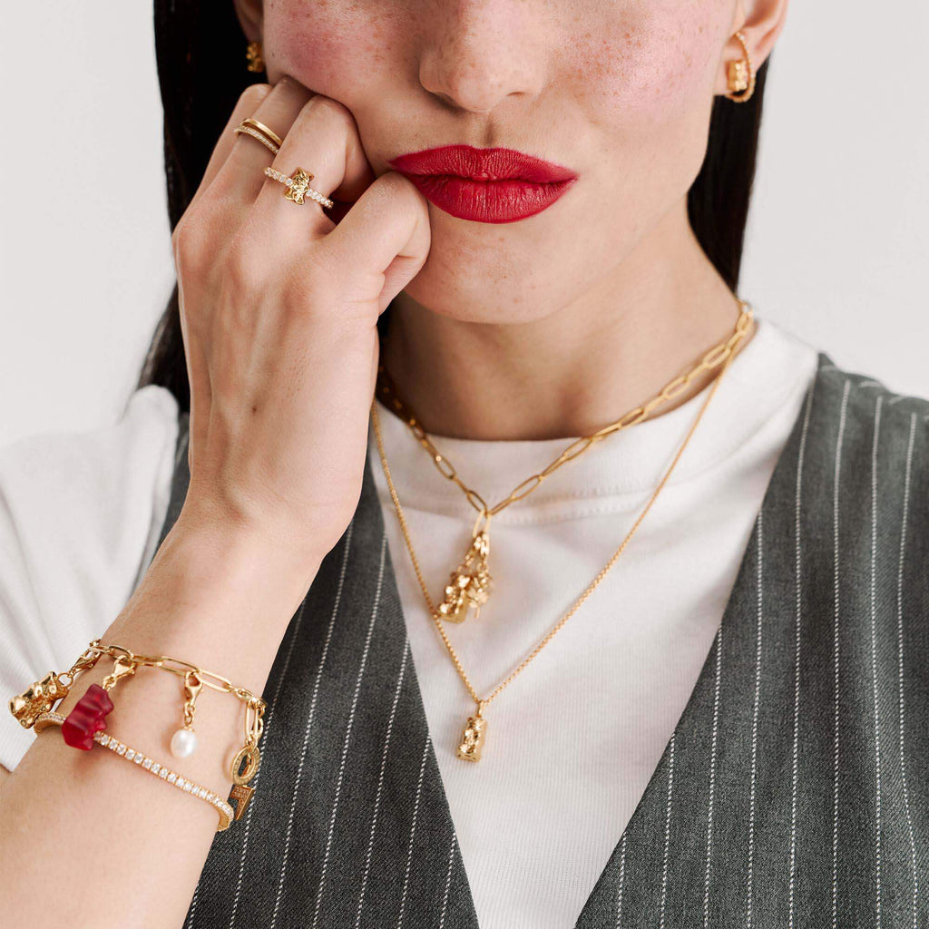 Пръстен Thomas Sabo x HARIBO Mini Red Goldbear Zirconia 18k златно покритие EU56