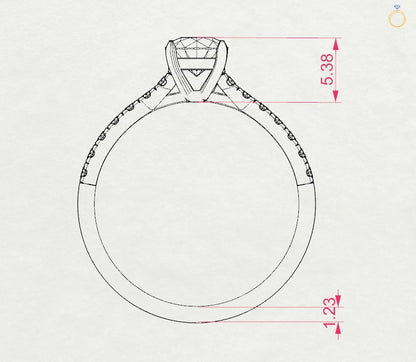 Пръстен с диаманти, сертифицирани от GIA(Gemological Institute of America ) – водещият световен стандарт за независима оценка на качеството.Всеки камък е гравиран микроскопично с уникален идентификационен номер, който съответства на официалния сертификат