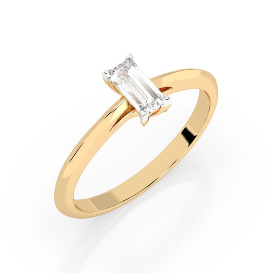 Пръстен Cara K101-10190Y 18К Жълто Злато С GIA Baguette Диамант
