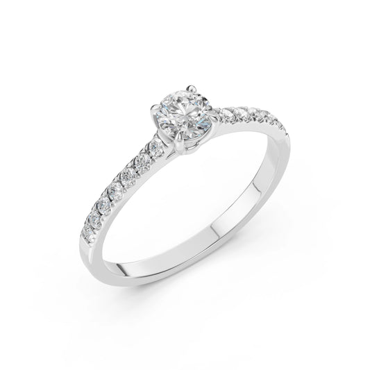 Пръстен Cara K101-10094 18К Жълто Злато С GIA Диамант И Диаманти По Халката