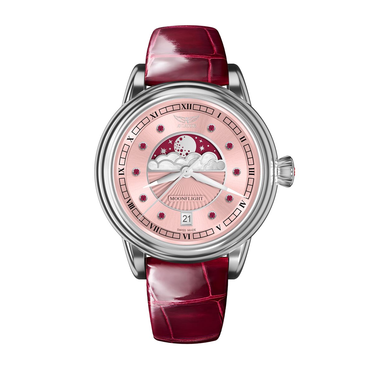 Дамски часовник Aviator Douglas Moonfligh Gemstone Edition Ruby Limited Edition V.1.33.0.417.4