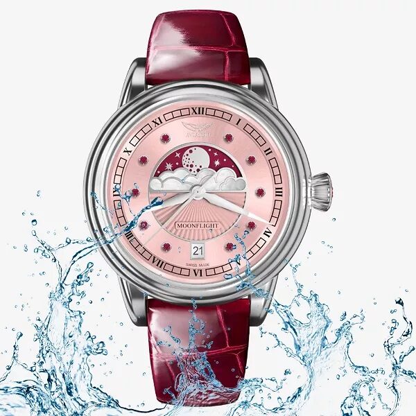 Дамски часовник Aviator Douglas Moonfligh Gemstone Edition Ruby Limited Edition V.1.33.0.417.4