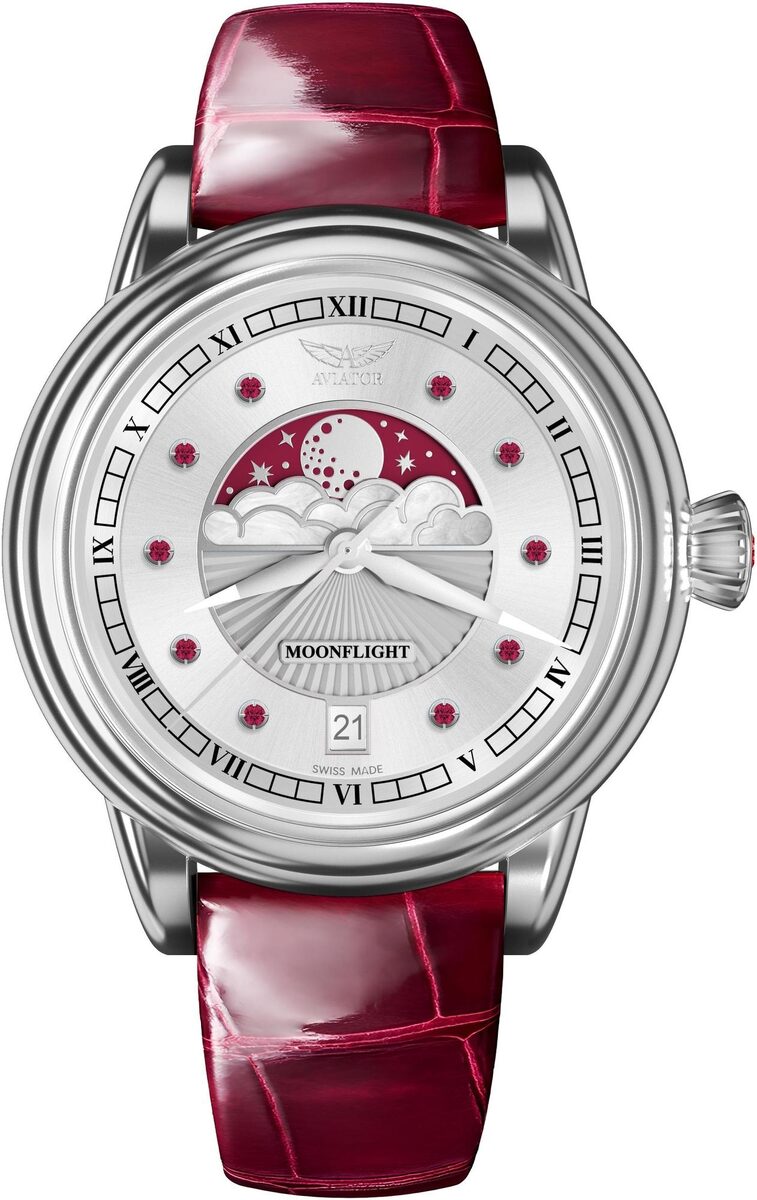 Дамски часовник Aviator Douglas Moonflight Gemstone Edition Ruby Limited Edition V.1.33.0.419.4
