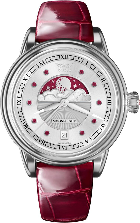 Дамски часовник Aviator Douglas Moonflight Gemstone Edition Ruby Limited Edition V.1.33.0.419.4