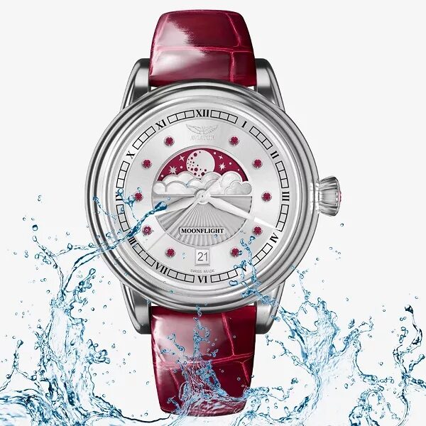 Дамски часовник Aviator Douglas Moonflight Gemstone Edition Ruby Limited Edition V.1.33.0.419.4