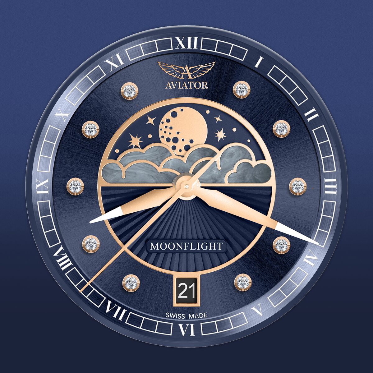 Дамски часовник Aviator Douglas Moonflight Diamonds V.1.33.2.380.5