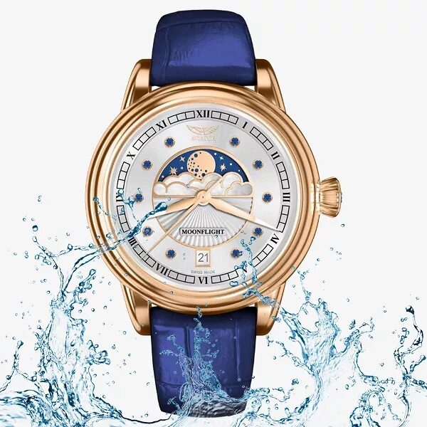 Дамски часовник Aviator Douglas Moonflight Gemstone Edition Blue Saphire Limited Edition V.1.33.2.416.4