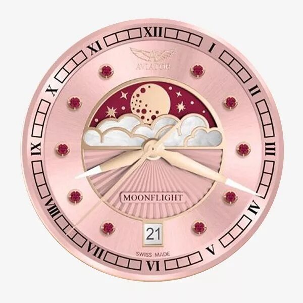 Дамски часовник Aviator Douglas Moonfligh Gemstone Edition Ruby Limited Edition V.1.33.2.418.5
