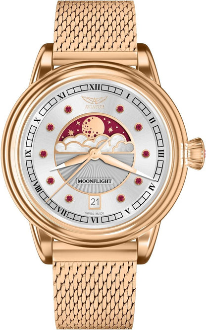 Дамски часовник Aviator Douglas Moonfligh Gemstone Edition Ruby Limited Edition V.1.33.2.420.5