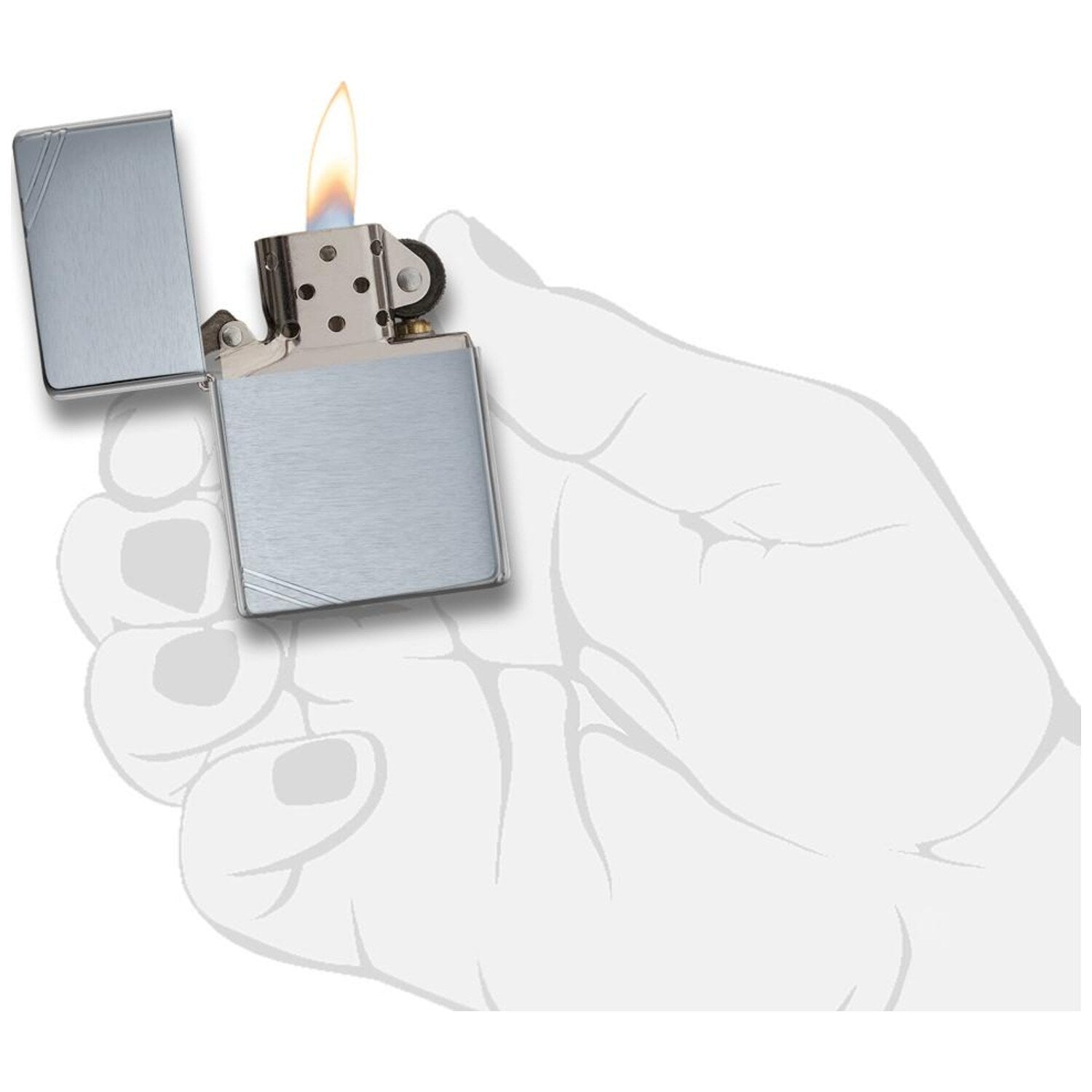 Запалка Zippo 230 Brushed Chrome Vintage 4